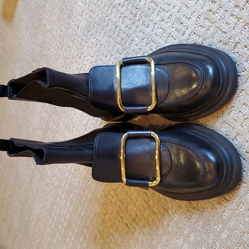 Black buckle booties